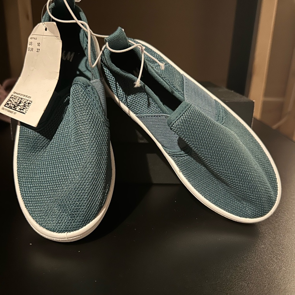 Kids Mesh Teal Slip-On Loafers